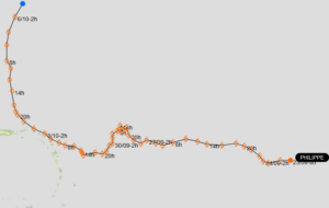 Trajectoire Tempête Tropicale PHILIPPE 2023