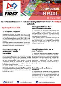 Communiqué de presse FLL Québec 2025